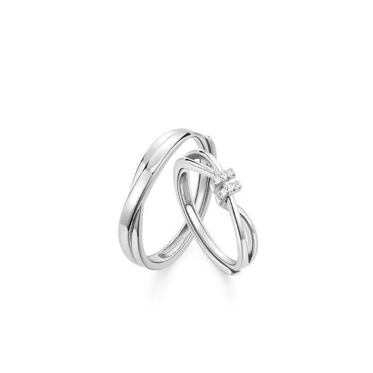 AMOR INFINITO: ANILLOS DE PAREJA ENTRELAZADOS EN PLATA S925, LUJO DE ALTA GAMA