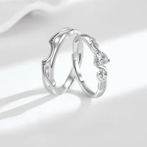 UNIÓN PERFECTA: ANILLOS DE FLECHA DE CUPIDO EN PLATA 999, DOS PIEZAS